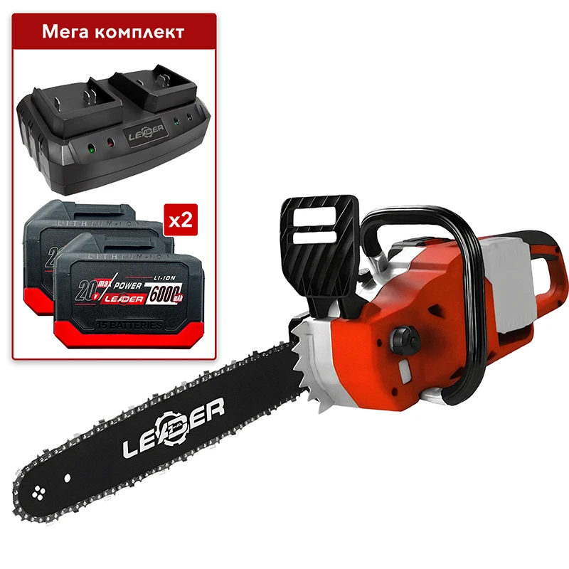 Акумуляторна ланцюгова пила LEADER Dual Lite BL40-14S з 2-ма АКБ 6000мАг та ЗП 20В/2.0А Seat Dual