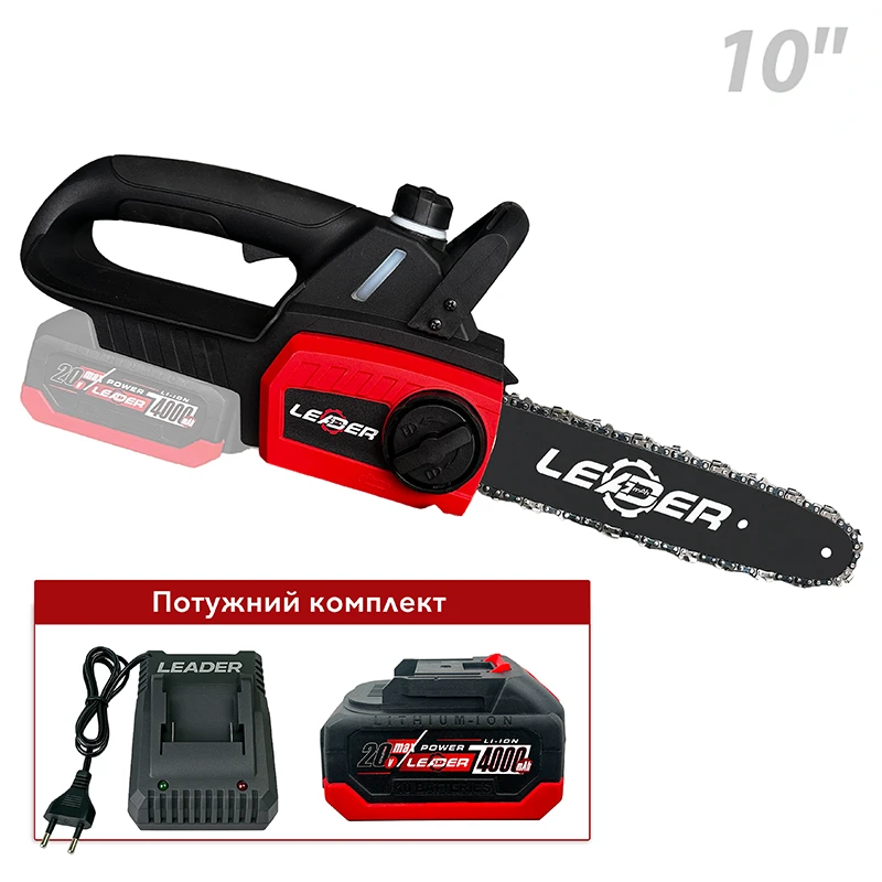 Акумуляторна ланцюгова пила LEADER Lite BL20-10SL з АКБ 4000мАг та ЗП 20В/2.0А Seat
